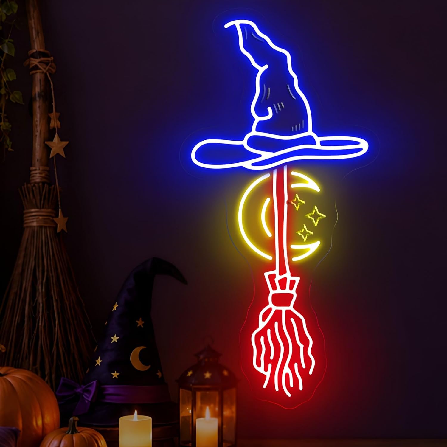 Neon Sign Party - Enseigne néon chapeau de sorcière et