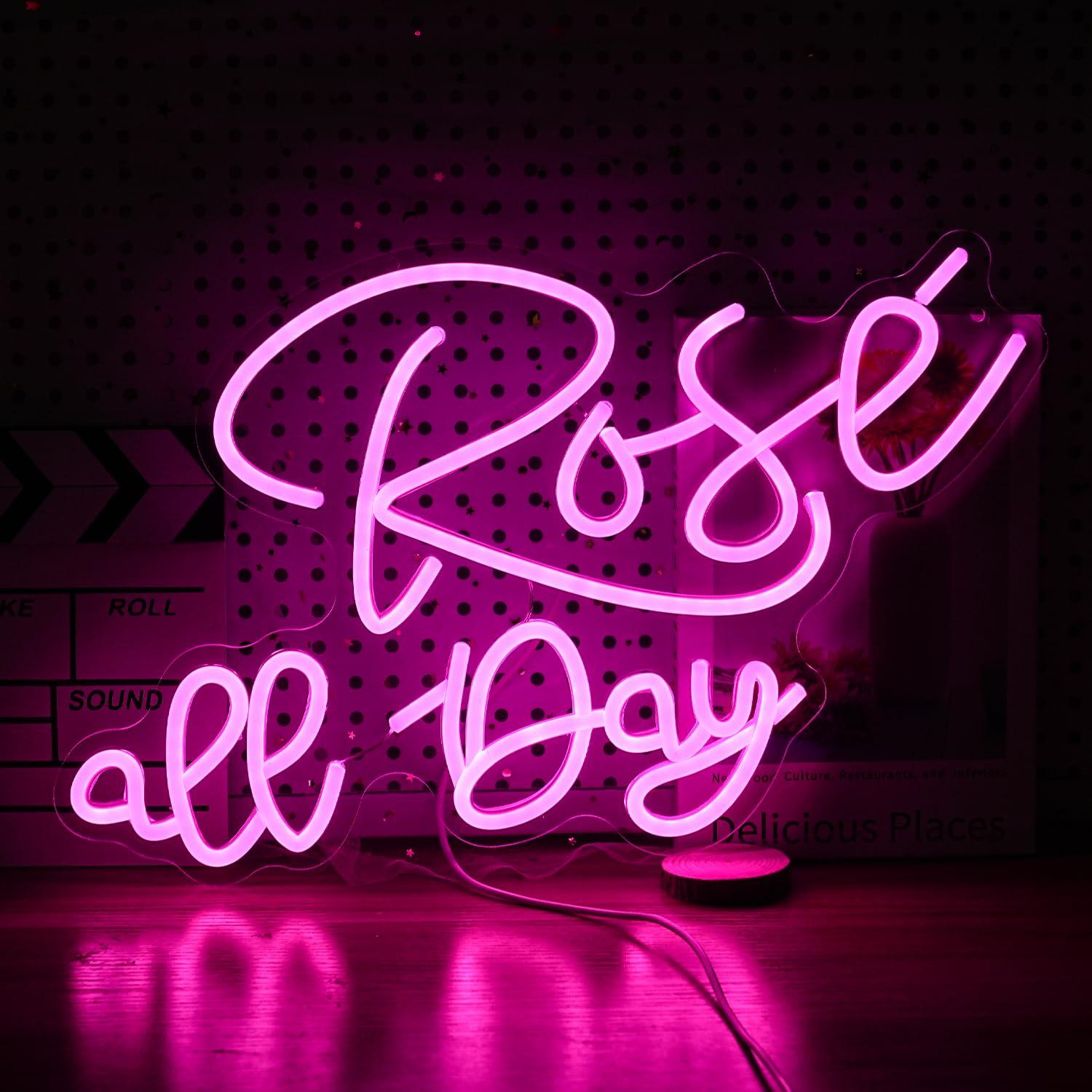 Enseigne néon Rose All Day, lu - Neon Sign Party avis et prix