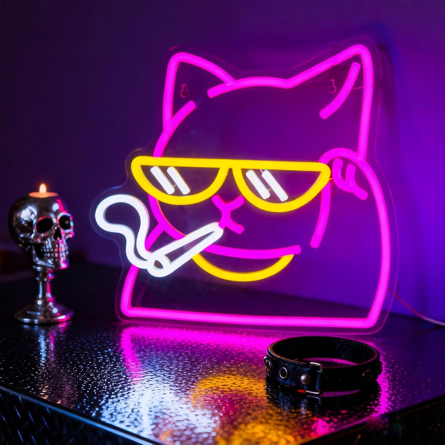 Enseigne néon « Chat qui fume  - Neon Sign Party avis et prix